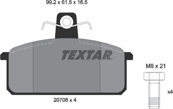 Textar 2070803 - Гальмівні колодки, дискові гальма autozip.com.ua
