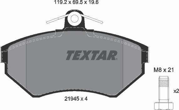 Textar 89004400 - Комплект гальм, дисковий гальмівний механізм autozip.com.ua