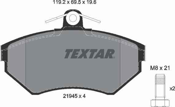 Textar 2194503 - Гальмівні колодки, дискові гальма autozip.com.ua