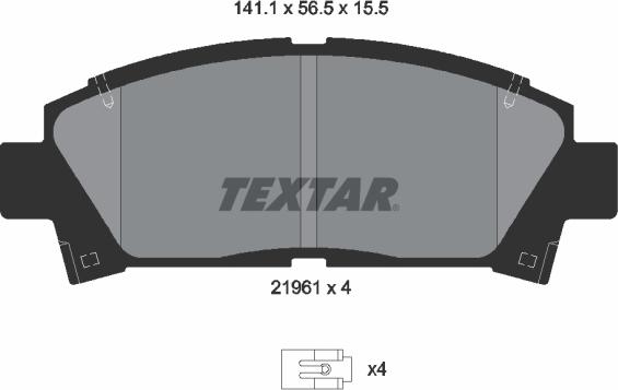 Textar 2196102 - Гальмівні колодки, дискові гальма autozip.com.ua