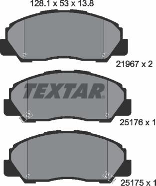 Textar 2196701 - Гальмівні колодки, дискові гальма autozip.com.ua