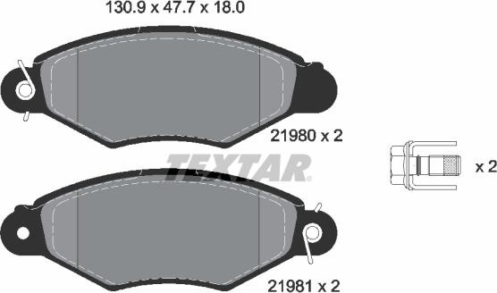 Textar 2198004 - Гальмівні колодки, дискові гальма autozip.com.ua