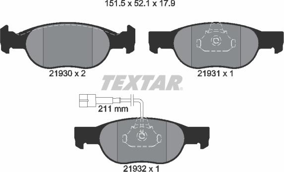 Textar 89004200 - Комплект гальм, дисковий гальмівний механізм autozip.com.ua