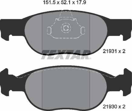 Textar 2193101 - Гальмівні колодки, дискові гальма autozip.com.ua