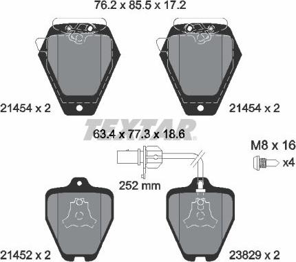 Textar 2145401-1067-00 - Комплект гальм, дисковий гальмівний механізм autozip.com.ua