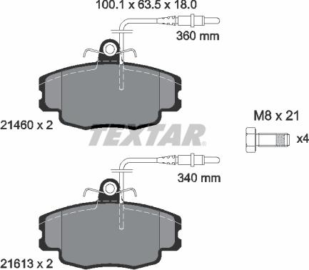 Textar 89011100 - Комплект гальм, дисковий гальмівний механізм autozip.com.ua