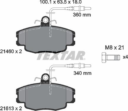 Textar 2146002 - Гальмівні колодки, дискові гальма autozip.com.ua