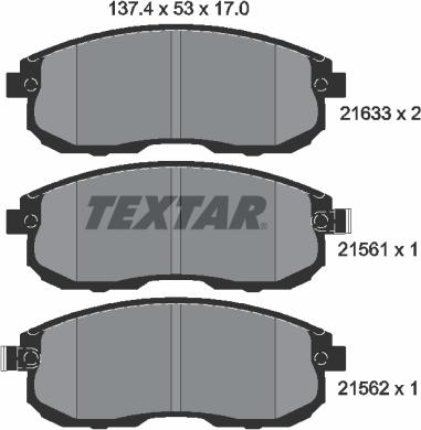 Textar 2156101 - Гальмівні колодки, дискові гальма autozip.com.ua