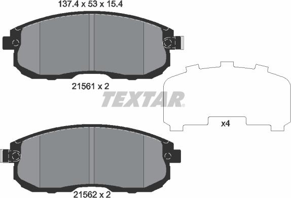 Textar 2156203 - Гальмівні колодки, дискові гальма autozip.com.ua