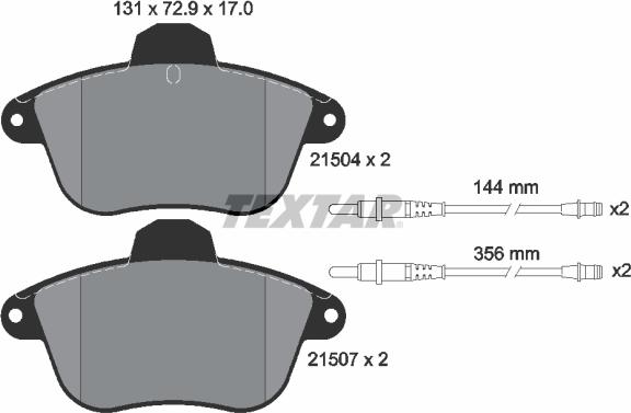 Textar 2150401 - Гальмівні колодки, дискові гальма autozip.com.ua