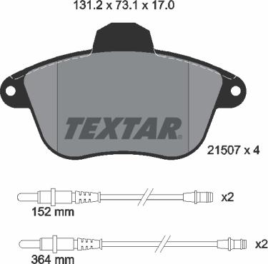 Textar 2150701 - Гальмівні колодки, дискові гальма autozip.com.ua
