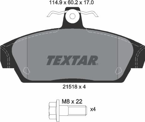 Textar 2151801 - Гальмівні колодки, дискові гальма autozip.com.ua