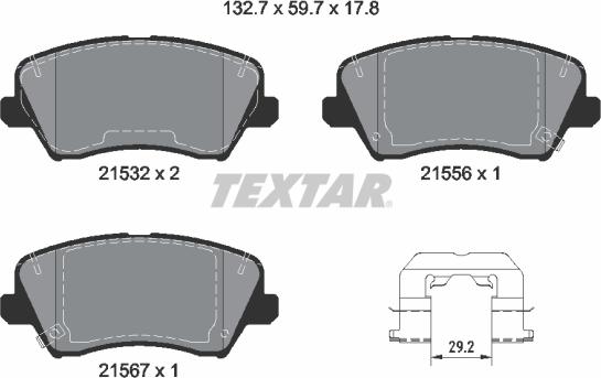 Textar 2153201 - Гальмівні колодки, дискові гальма autozip.com.ua