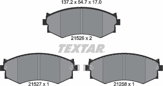 Textar 2152601 - Гальмівні колодки, дискові гальма autozip.com.ua