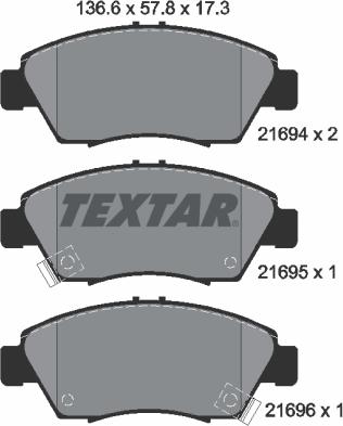 Textar 2169401 - Гальмівні колодки, дискові гальма autozip.com.ua