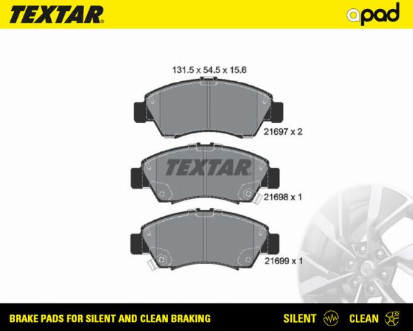 Textar 2169701SC - Гальмівні колодки, дискові гальма autozip.com.ua