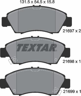 Textar 2169701 - Гальмівні колодки, дискові гальма autozip.com.ua