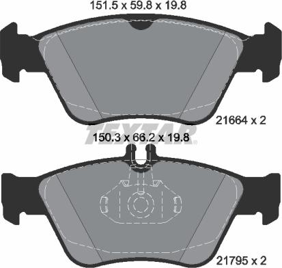 Textar 2166481 - Гальмівні колодки, дискові гальма autozip.com.ua