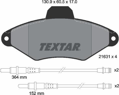 Textar 2163102 - Гальмівні колодки, дискові гальма autozip.com.ua