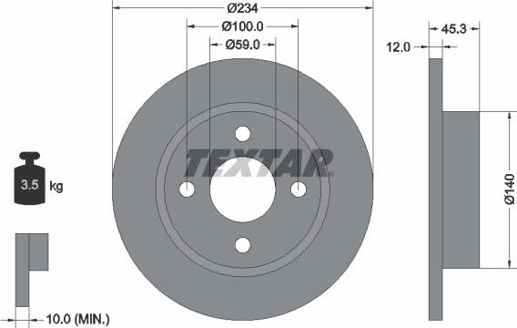 Textar 92063300 - Гальмівний диск autozip.com.ua
