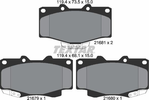 Textar 2167901 - Гальмівні колодки, дискові гальма autozip.com.ua