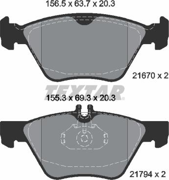 Textar 2167001 - Гальмівні колодки, дискові гальма autozip.com.ua