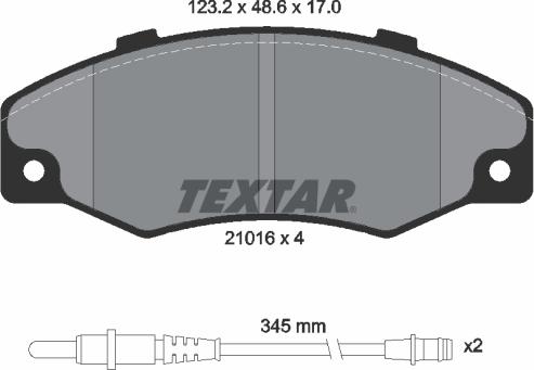 Textar 2101602 - Гальмівні колодки, дискові гальма autozip.com.ua
