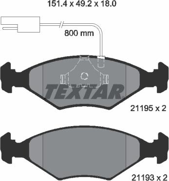 Textar 2119501 - Гальмівні колодки, дискові гальма autozip.com.ua