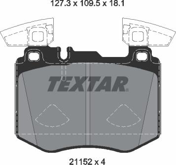 Textar 2115201 - Гальмівні колодки, дискові гальма autozip.com.ua