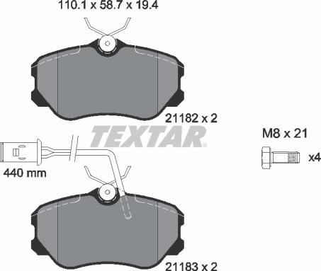 Textar 2118204 - Гальмівні колодки, дискові гальма autozip.com.ua