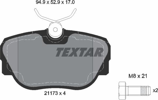 Textar 2117302 - Гальмівні колодки, дискові гальма autozip.com.ua