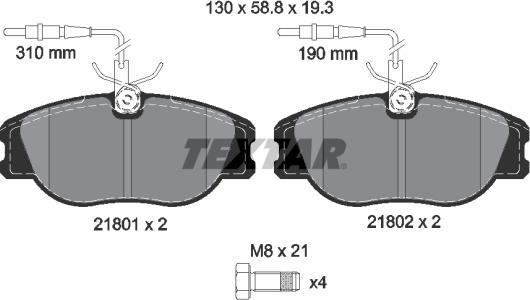 Textar 89003600 - Комплект гальм, дисковий гальмівний механізм autozip.com.ua