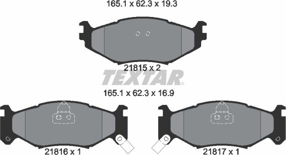 Textar 2181501 - Гальмівні колодки, дискові гальма autozip.com.ua