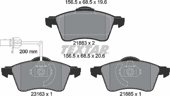 Textar 2188501 - Гальмівні колодки, дискові гальма autozip.com.ua