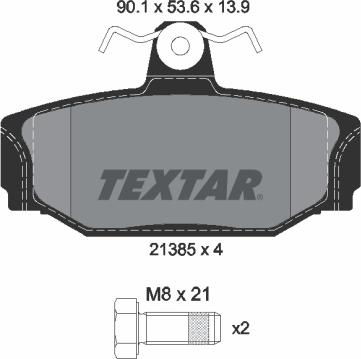 Textar 2138501 - Гальмівні колодки, дискові гальма autozip.com.ua