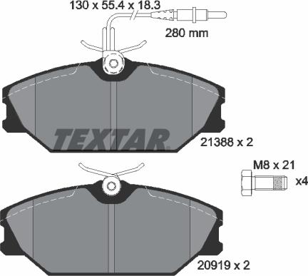 Textar 89010700 - Комплект гальм, дисковий гальмівний механізм autozip.com.ua