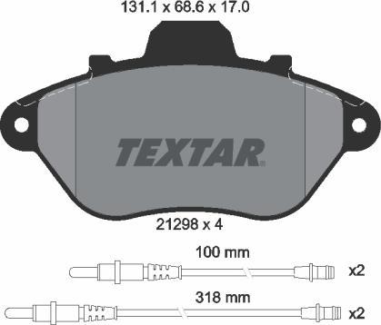 Textar 2129802 - Гальмівні колодки, дискові гальма autozip.com.ua