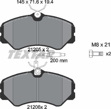 Textar 2120501 - Гальмівні колодки, дискові гальма autozip.com.ua