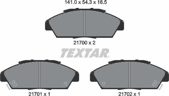 Textar 2170001 - Гальмівні колодки, дискові гальма autozip.com.ua