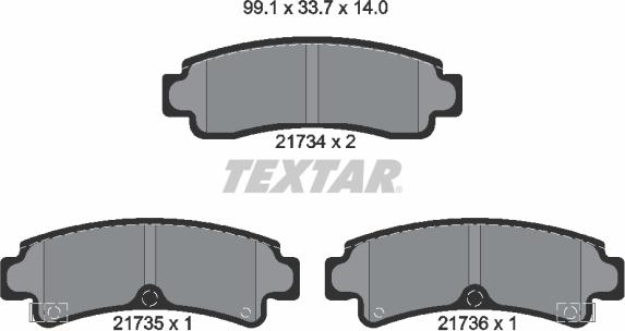 Textar 2173401 - Гальмівні колодки, дискові гальма autozip.com.ua