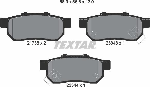 Textar 2173801 - Гальмівні колодки, дискові гальма autozip.com.ua