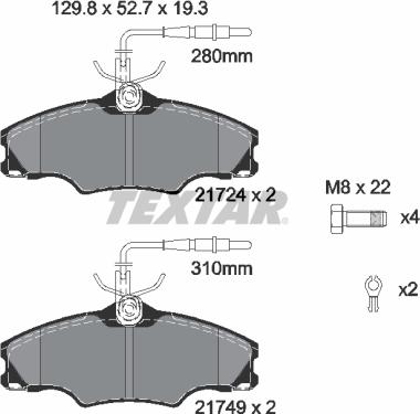 Textar 2172402 - Гальмівні колодки, дискові гальма autozip.com.ua