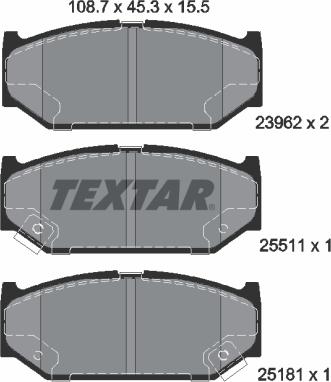 Textar 2396201 - Гальмівні колодки, дискові гальма autozip.com.ua