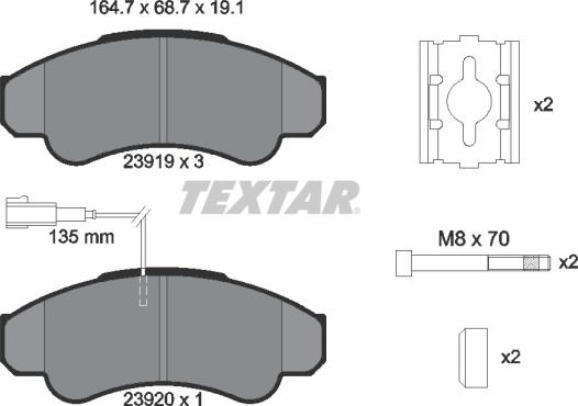 Textar 2391901 - Гальмівні колодки, дискові гальма autozip.com.ua