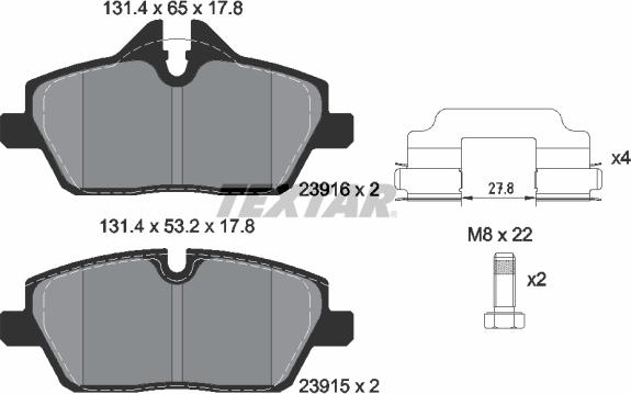 Textar 2391601 - Гальмівні колодки, дискові гальма autozip.com.ua