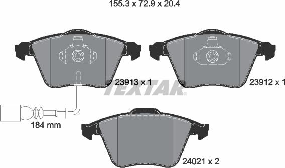 Textar 2391301 - Гальмівні колодки, дискові гальма autozip.com.ua