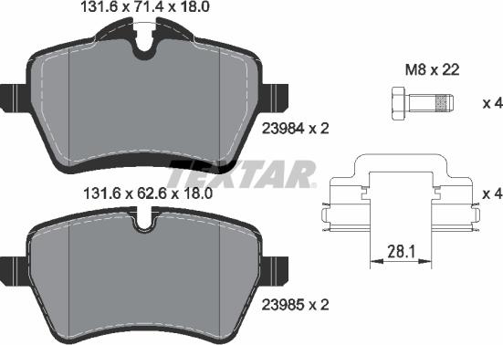 Textar 2398404 - Гальмівні колодки, дискові гальма autozip.com.ua