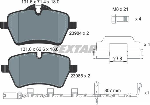 Textar 2398407 - Гальмівні колодки, дискові гальма autozip.com.ua