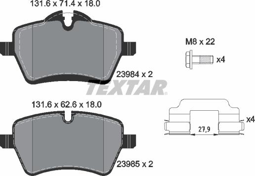 Textar 2398401 - Гальмівні колодки, дискові гальма autozip.com.ua