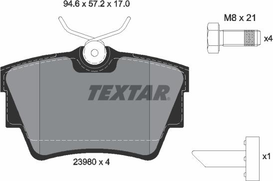 Textar 2398001 - Гальмівні колодки, дискові гальма autozip.com.ua